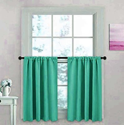 COMFY HOME 60.96 cm (2 ft) Silk Blackout Window Curtain (Pack Of 2)(Solid, Turquoise)