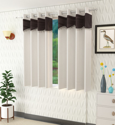 Panipat Textile Hub 153 cm (5 ft) Polyester Semi Transparent Window Curtain (Pack Of 2)(Solid, Cream)
