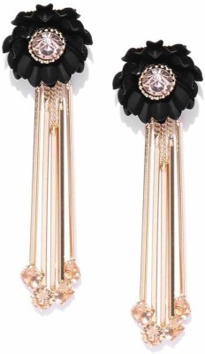 Divastri Floral Design Modern Party Wear Dangle Earrings For Women Crystal Alloy Tassel Earring