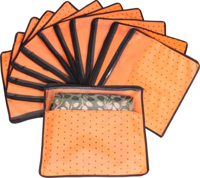 PRETTY KRAFTS F1290_Orange12 PrettyKrafts Saree Cover Set of 12 Polka dots with Top transparent window_Orange 1290(Orange)