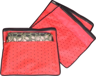 PRETTY KRAFTS F1290_Red3 PrettyKrafts Saree Cover Set of 3 Polka dots with Top transparent window_Red 1290(Red)