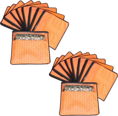 PRETTY KRAFTS Saree Cover Saree Cover Set of 18 Polka dots with Top Transparent Window_Orange F1290_Orange18(Orange)