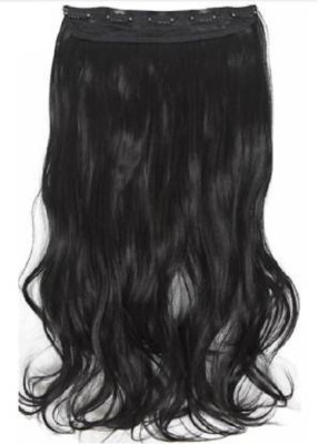 Styllofy Natural Black Wavy Style 24 Inch  Extension (5 Clip) Hair Extension