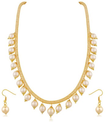 shankhraj mall Metal Gold-plated White Jewellery Set(Pack of 1)