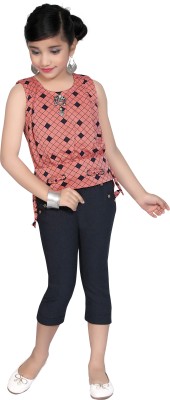 SCFASHION Girls Casual Top Capri(PINK)