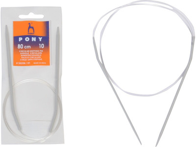 Pony Aluminium Fixed Circular Knitting Needles Pin 80cm,NO - 10 (3.25 mm) Knitting Pin(Pack of 1)