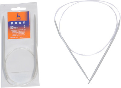 Pony Aluminium Fixed Circular Knitting Needles Pin 80cm, NO - 9 (3.75 mm) with Wooden Parrots Knitting Pin(Pack of 1)