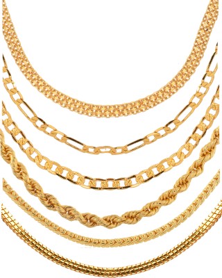 AanyaCentric Combo of 6 Heavy Casual Fashion Necklace Neck Chain Mala Gold-plated Plated Alloy Chain