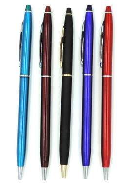 Maskey Brass Made with Gold Parts Glossy Slim Formal Regular Ball Pen(Pack of 5, Ink Color - Blue)
