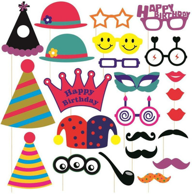 FulltoosMasti Birthday Theme Party Props Paper DIY Craft Item Multi Colour (Set of 24) Photo Booth Board(Bachelorette)