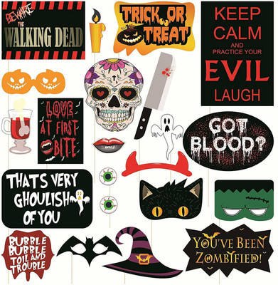 FulltoosMasti Halloween Evil Party Photo Booth Props DIY Craft Multicolor (Set of 22) Photo Booth Board(Bachelorette)