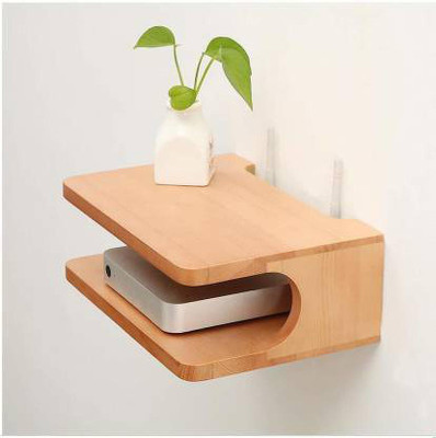 Hubwooden Good New look and new design Set Top Box Stand Wooden Wall Shelf (Number of Shelves - 1 GOLD ) Wooden Wall Shelf(Number of Shelves - 1, Gold)