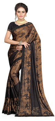 MINE CHOICE Self Design, Embellished, Solid/Plain Bollywood Lycra Blend Saree(Multicolor)
