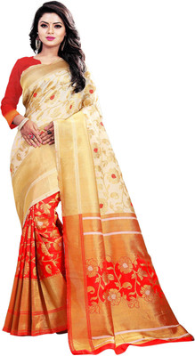 jayant creation Floral Print Kanjivaram Silk Blend Saree(Multicolor)