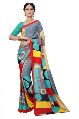 maayro Printed Daily Wear Georgette Saree(Grey)