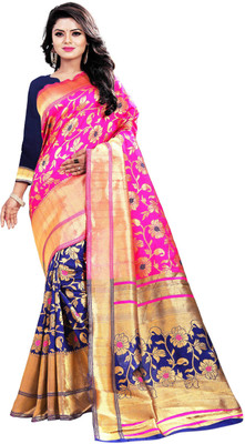 jayant creation Floral Print Kanjivaram Silk Blend Saree(Multicolor)