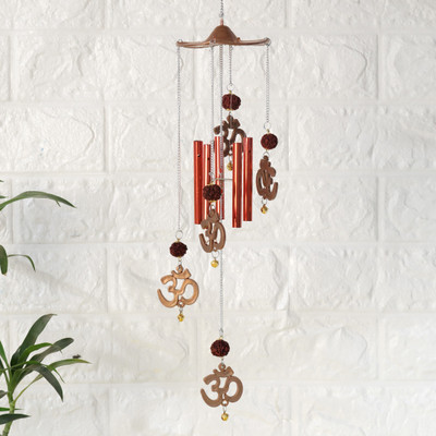 Ryme Vastu / Feng Shui Om Rudraksha Wind Chime For Outdoor / Home / Good Luck Brass Windchime(46 cm, Brown)