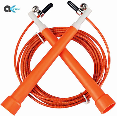 A.K Adjustable Steel Cable Wire Jump Rope Speed Freestyle Skipping Rope(Multicolor, Length: 274 cm)