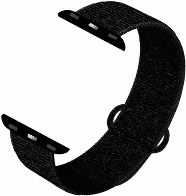TINGTONG Soft Lightweight Breathable Nylon Loop Sport Strap Band for iWatch 42mm/44mm, Compatible with T_42/44mm_DarkBlack(Nylon) Smart Watch Strap(Black)