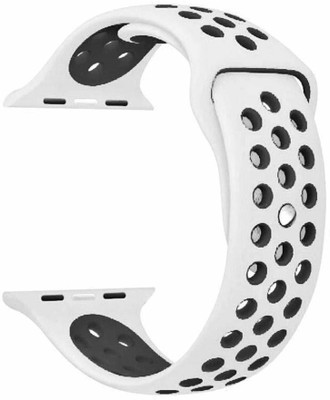 TINGTONG Soft Silicone Sport Strap Band for iWatch 42mm/44mm, Compatible with T_42/44mm_White&BlackHole(Silicon) Smart Watch Strap(White)