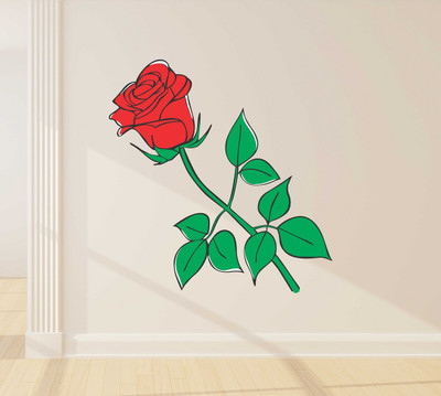 Littlebuds 80 cm Red Rose Removable Sticker(Pack of 1)
