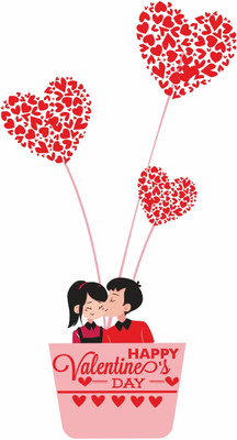 Sticker Hub 60 cm Valentine's Day Special Decorative Multicolor Sticker Self Adhesive Sticker(Pack of 1)