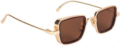 TheWhoop Rectangular Sunglasses(Brown, Golden)
