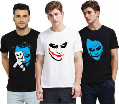 RS Print Graphic Print Men Round Neck White, Black T-Shirt