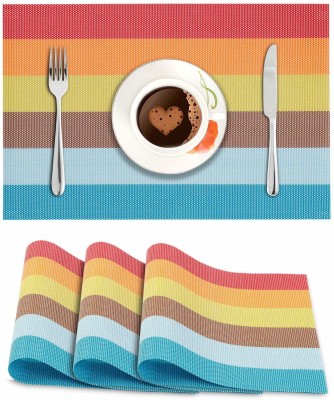 HOKiPO Rectangular Pack of 4 Table Placemat(Multicolor, PVC)