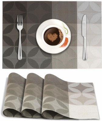 HOKiPO Rectangular Pack of 4 Table Placemat(Grey, Black, PVC)