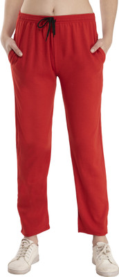 Indistar Solid Women Red Track Pants