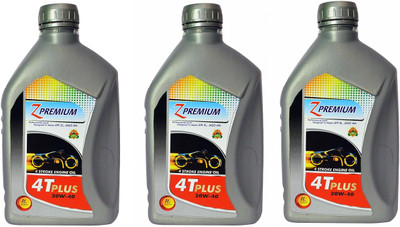 Z Premium 4T Pls 20W-40 for Bike (1L) Set of 3 Synthetic Blend Engine Oil(3 L)