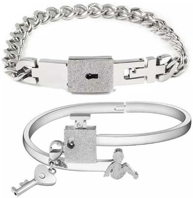vien Stainless Steel, Metal Titanium Bracelet Set(Pack of 2)