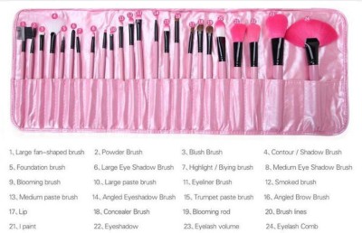 Glamzone Makeup Brush Set of 24 make up Brushes Set with Pink Pouch (Pack of 24)(Pack of 24)