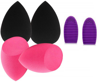 SKINPLUS MAKEUP SPONGE 4 PC WITH 2 SILICON RUBBER EGG(6 Items in the set)