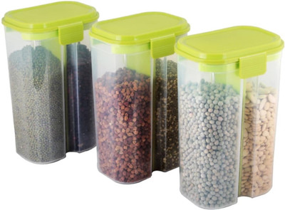 KMT - 2000 ml Plastic Grocery Container(Pack of 3, Green)