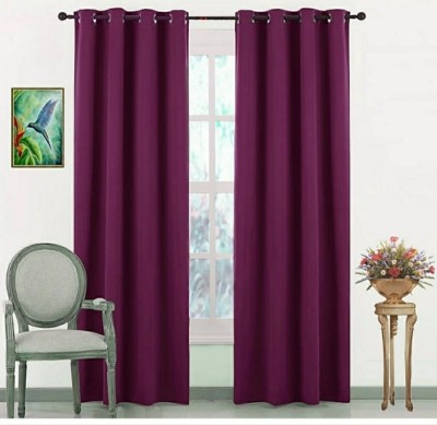 VeNom 243 cm (8 ft) Silk Blackout Long Door Curtain (Pack Of 2)(Solid, Violet)