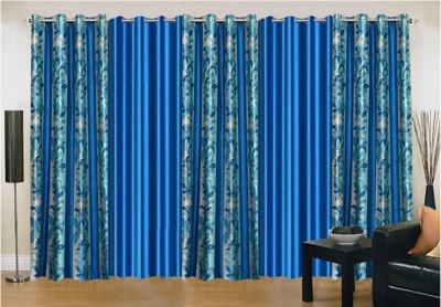 Sehbhagi 153 cm (5 ft) Polyester Semi Transparent Window Curtain (Pack Of 5)(Printed, Blue)