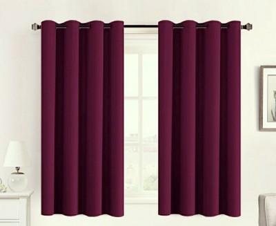 VeNom 152 cm (5 ft) Silk Blackout Window Curtain (Pack Of 2)(Solid, Violet)
