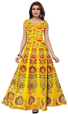 Shree Disha Women Maxi Yellow Dress