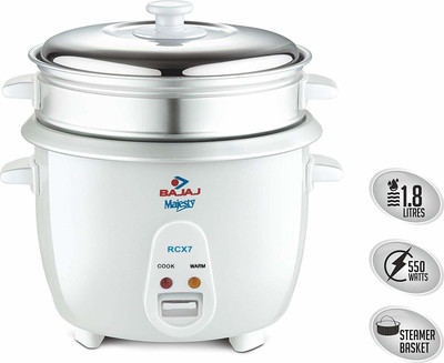 Bajaj Majesty New RCX 5 Electric Rice Cooker(1.8 L, White)