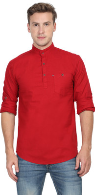 ASIAN & FITCH Men Solid Straight Kurta(Red)