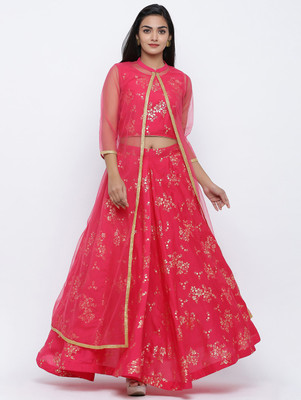 Myra Vogue Women Ethnic Top Skirt Ethnic Jacket Set