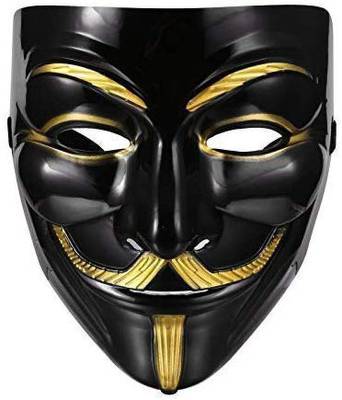 Sage Square Vendetta Comic FACE MASK Fawkes Mask Anonymous VIP Edition Face-Mask Perfect Fit Cosplay Protest V for Vendetta DC Comics (Black) Party Mask