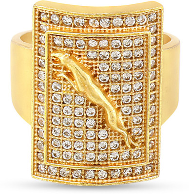 mahi creation Brass Diamond Gold Plated Ring