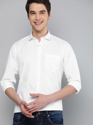 FUBAR Men Solid Formal White Shirt