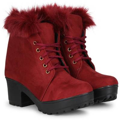 Boots For Women  (Red)