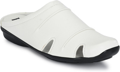 Browalk slip on Synthetic Leather Half Shoe Slip On For Men(White , 12)