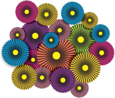 DivineDesigns 53 cm Colorful Flower Self Adhesive Sticker(Pack of 1)