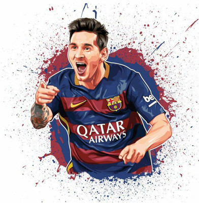 DivineDesigns 56 cm Messi Celebration Self Adhesive Sticker(Pack of 1)